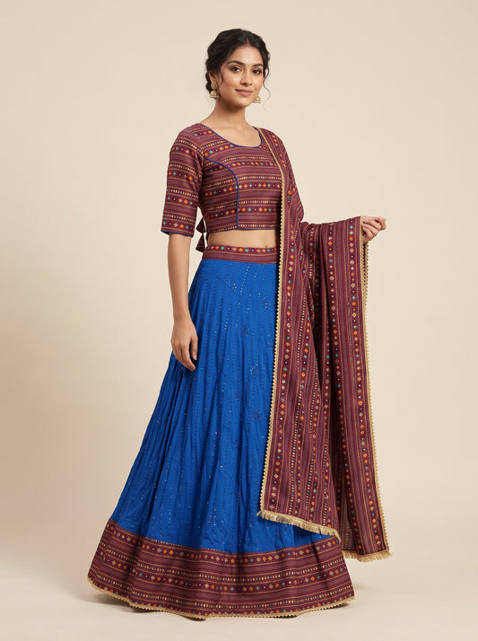 Vibrant Royal Blue Navratri Lehenga