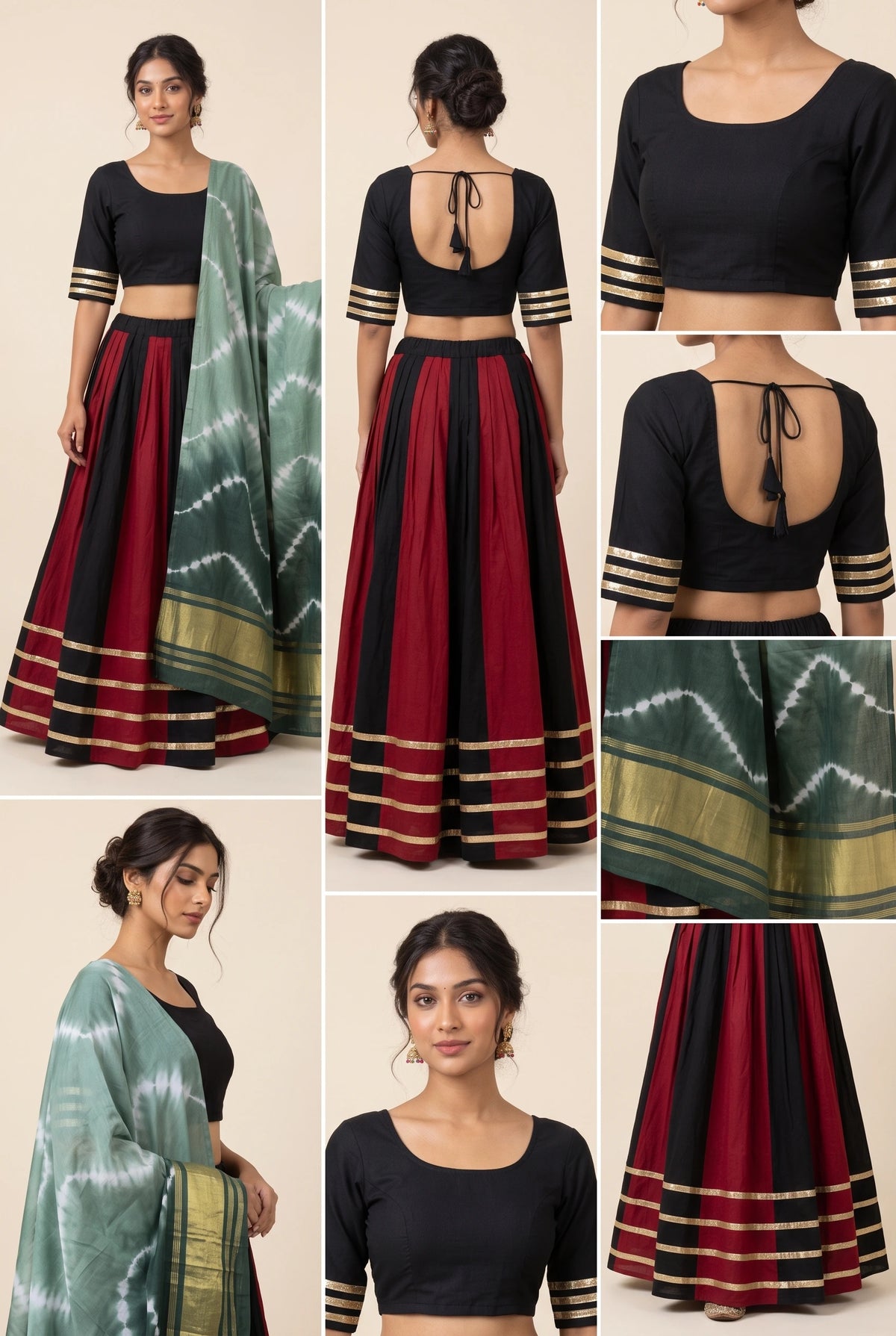 Black & Maroon Gota Patti Navratri Lehenga
