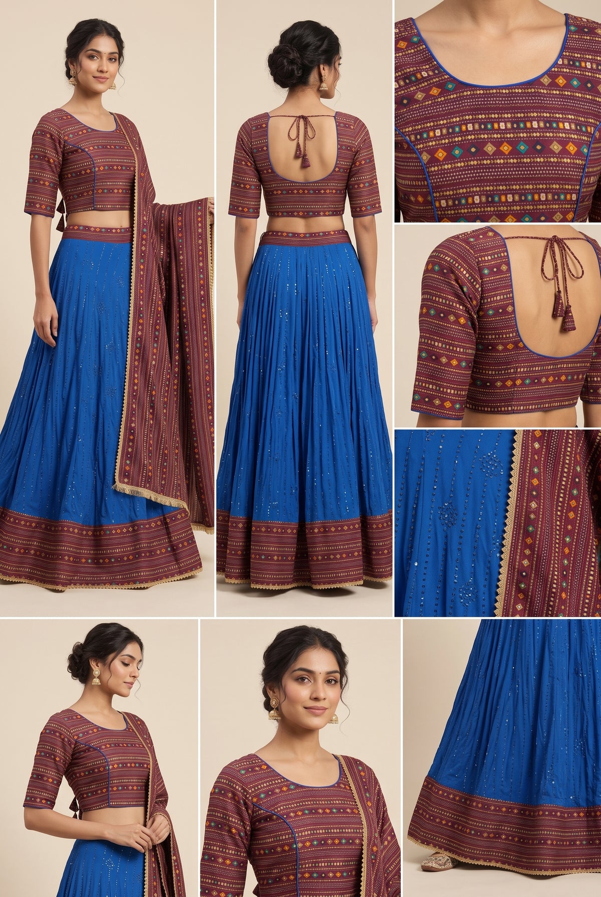 Vibrant Royal Blue Navratri Lehenga