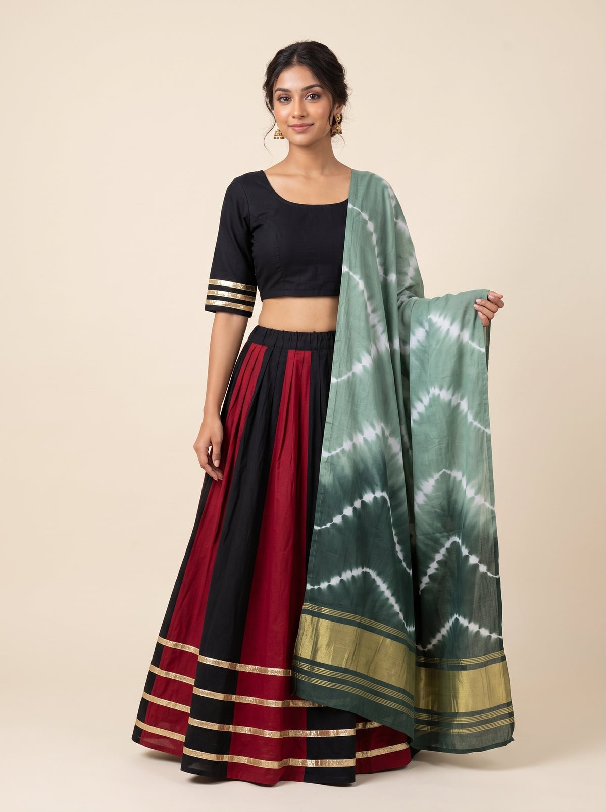 Black & Maroon Gota Patti Navratri Lehenga