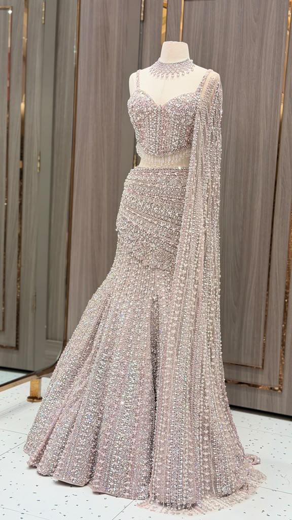 Lilac Frost Crystal Corset Lehenga