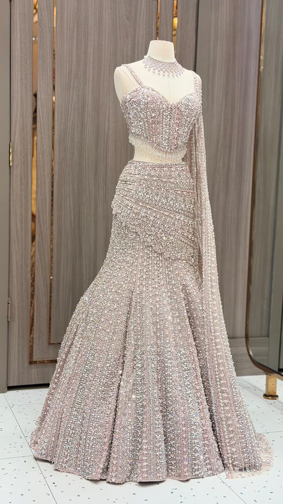Lilac Frost Crystal Corset Lehenga