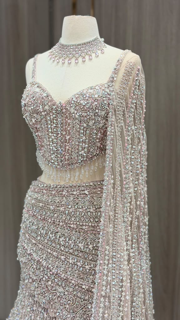 Lilac Frost Crystal Corset Lehenga