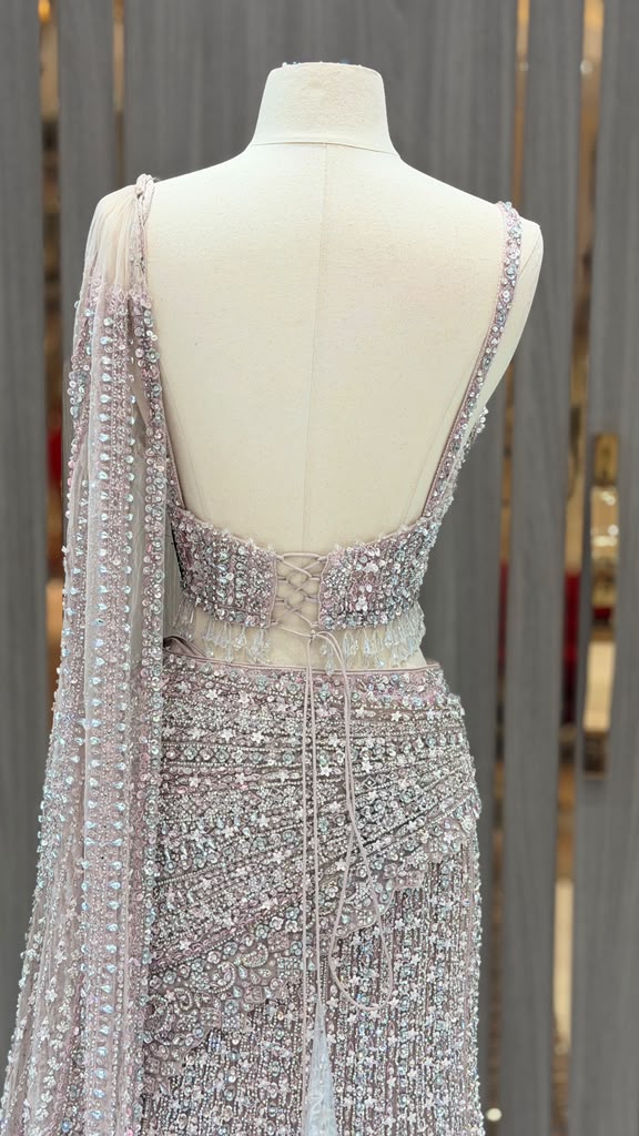 Lilac Frost Crystal Corset Lehenga