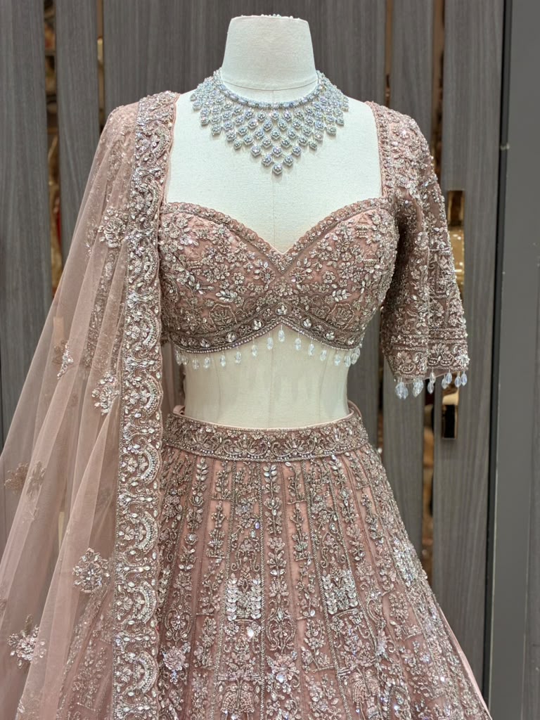 Peachy Rose Shimmer Bridal Lehenga