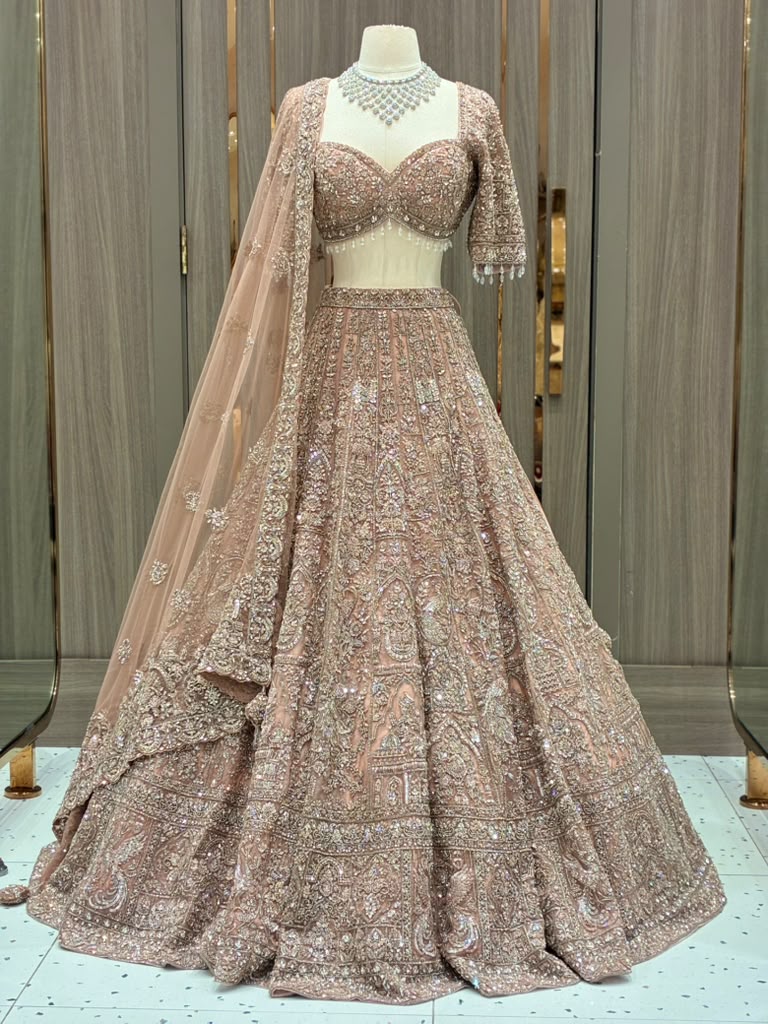 Peachy Rose Shimmer Bridal Lehenga