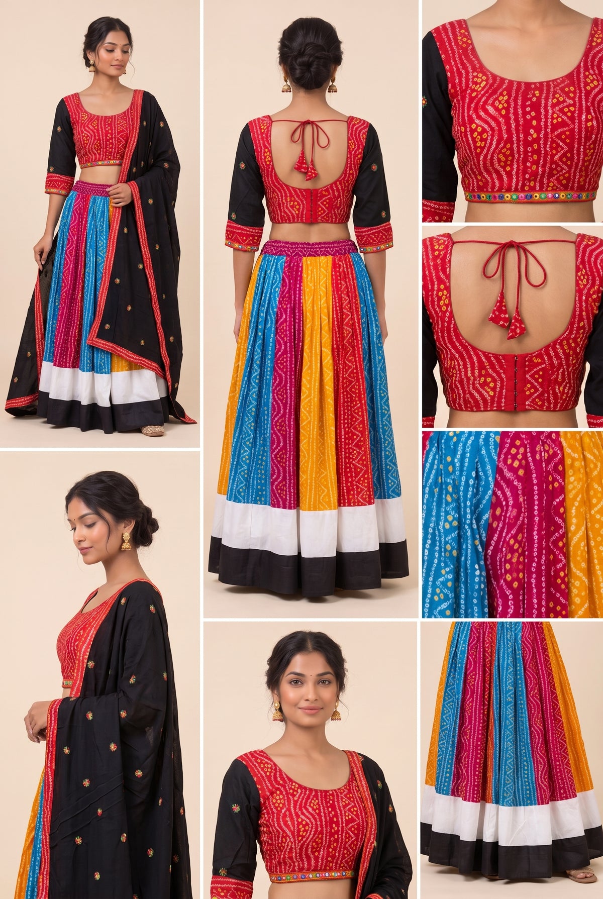 Multicolor Bandhani Navratri Lehenga Set