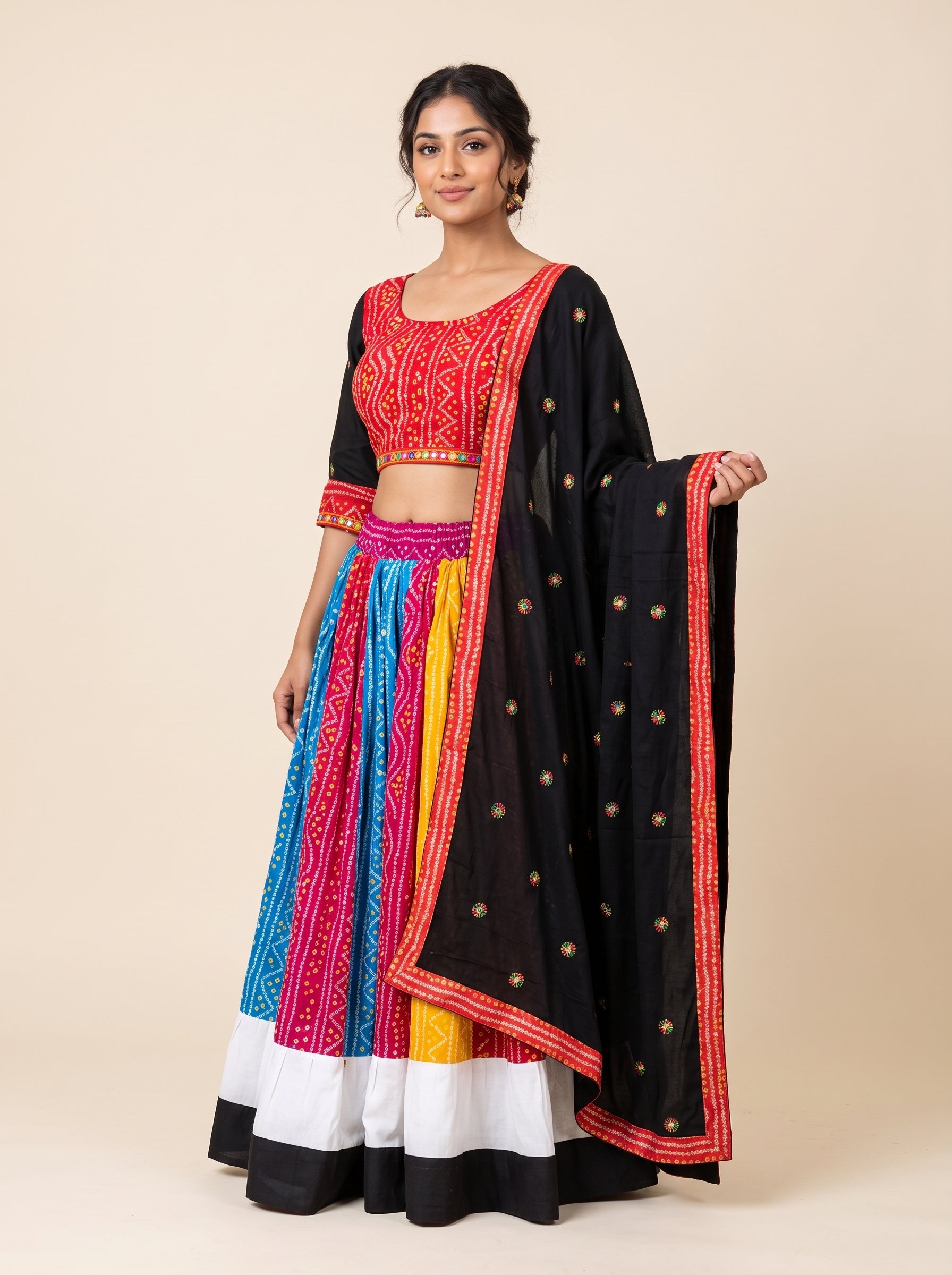 Multicolor Bandhani Navratri Lehenga Set