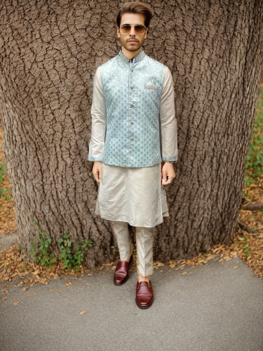 Groomsmen Kurta with Vest Pajama D-4