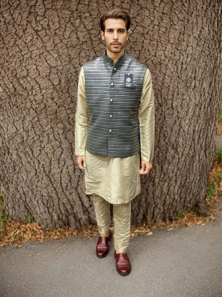 Groomsmen Kurta with Vest Pajama D-2