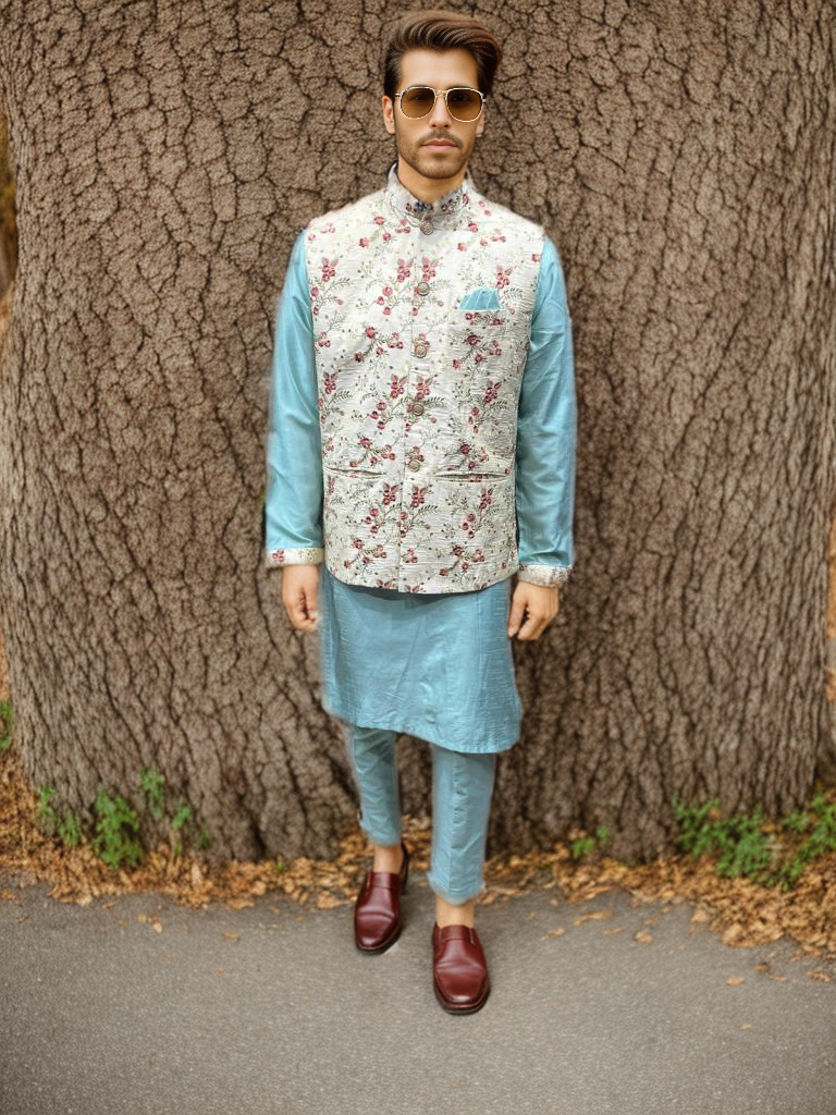 Groomsmen Kurta with Vest Pajama D-5