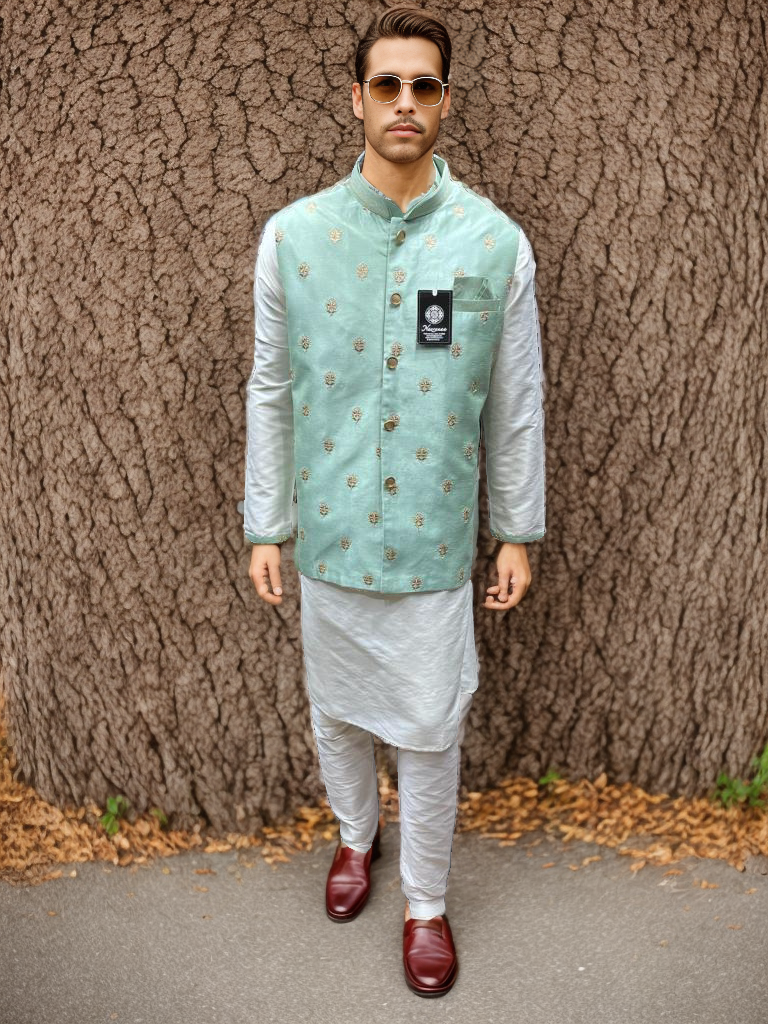 Groomsmen Kurta with Vest Pajama D-6