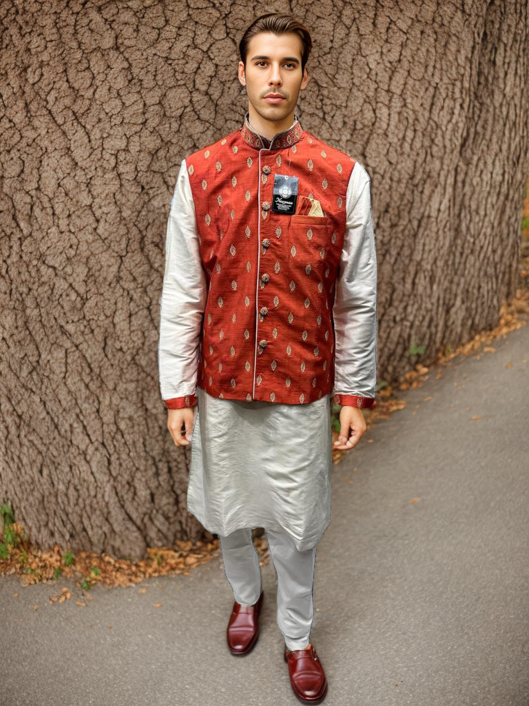 Groomsmen Kurta with Vest Pajama D-1