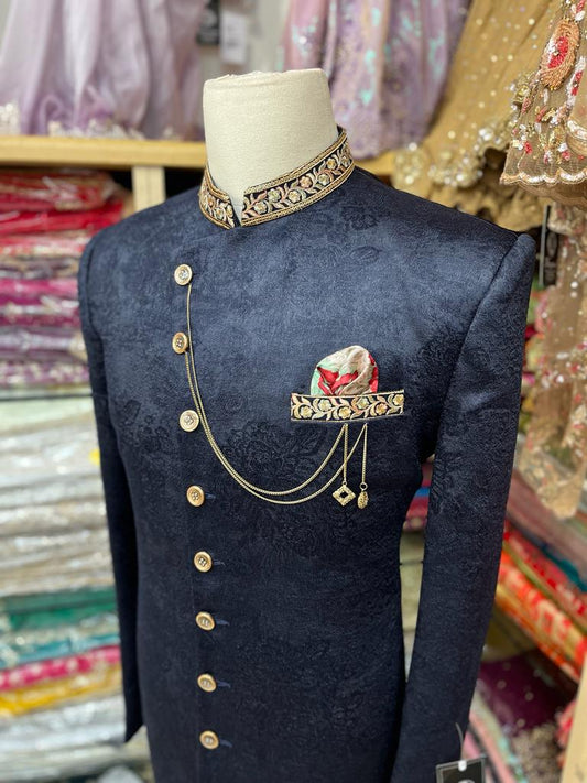 Navy blue Sherwani A4-S8