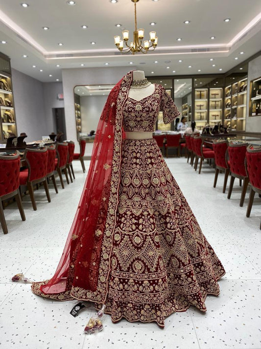 Maroon Bridal Lehenga BL-008