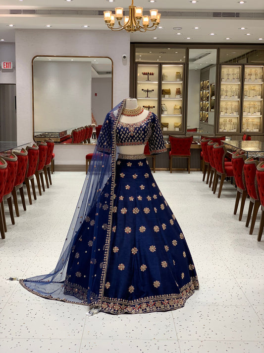 Navy Sequins Bridal Lehenga BL-016