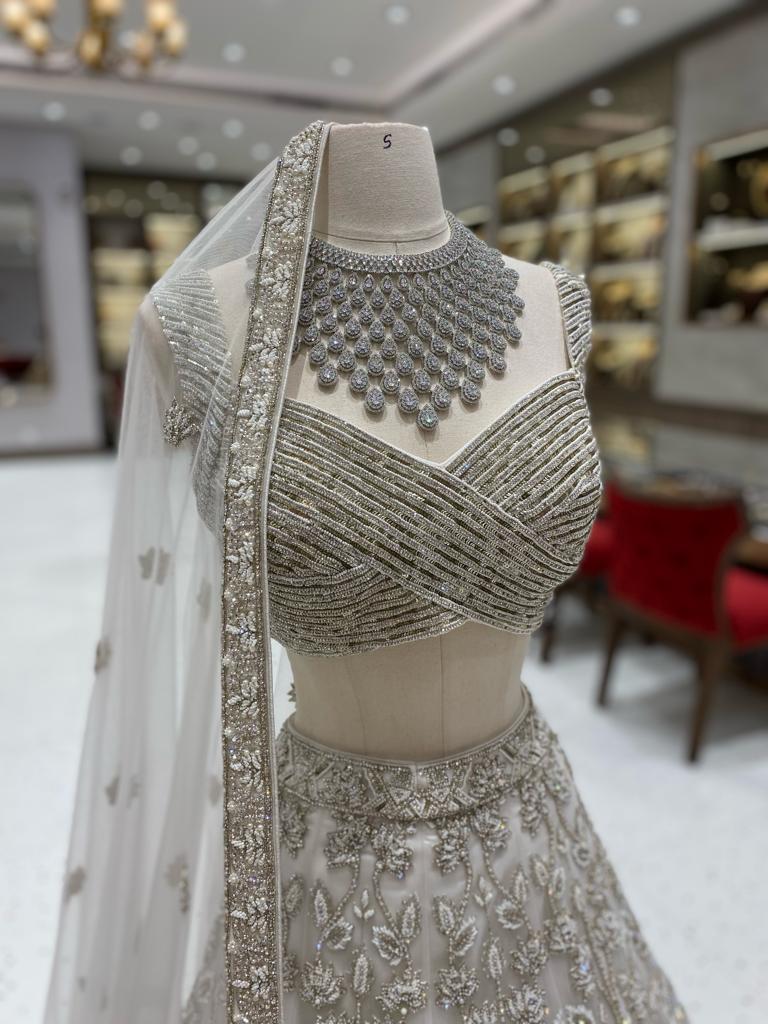 White Silver Bridal Lehenga BL-098