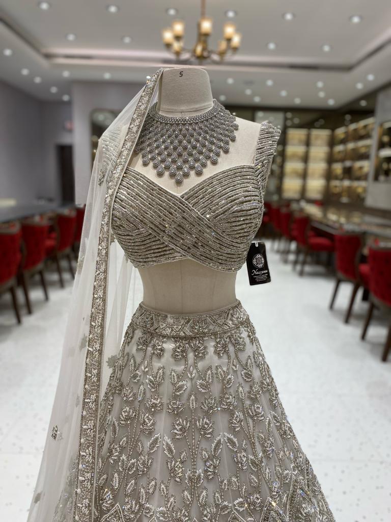 White Silver Bridal Lehenga BL-098