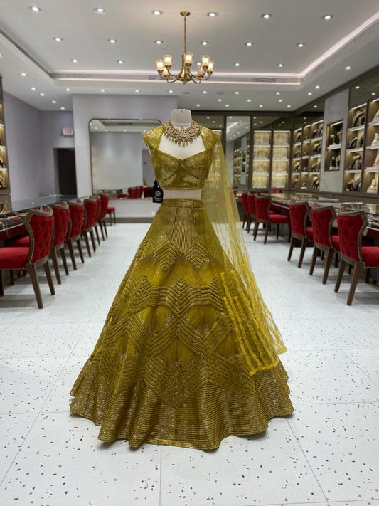 Metallic Yellow Bridal Lehenga BL-121