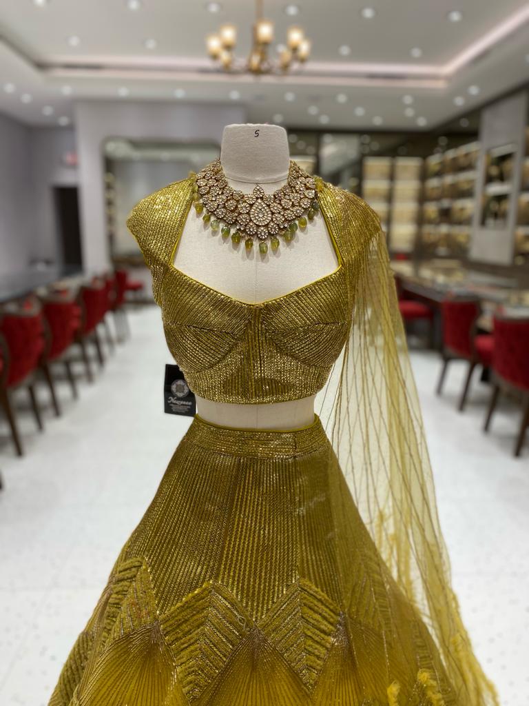 Metallic Yellow Bridal Lehenga BL-121