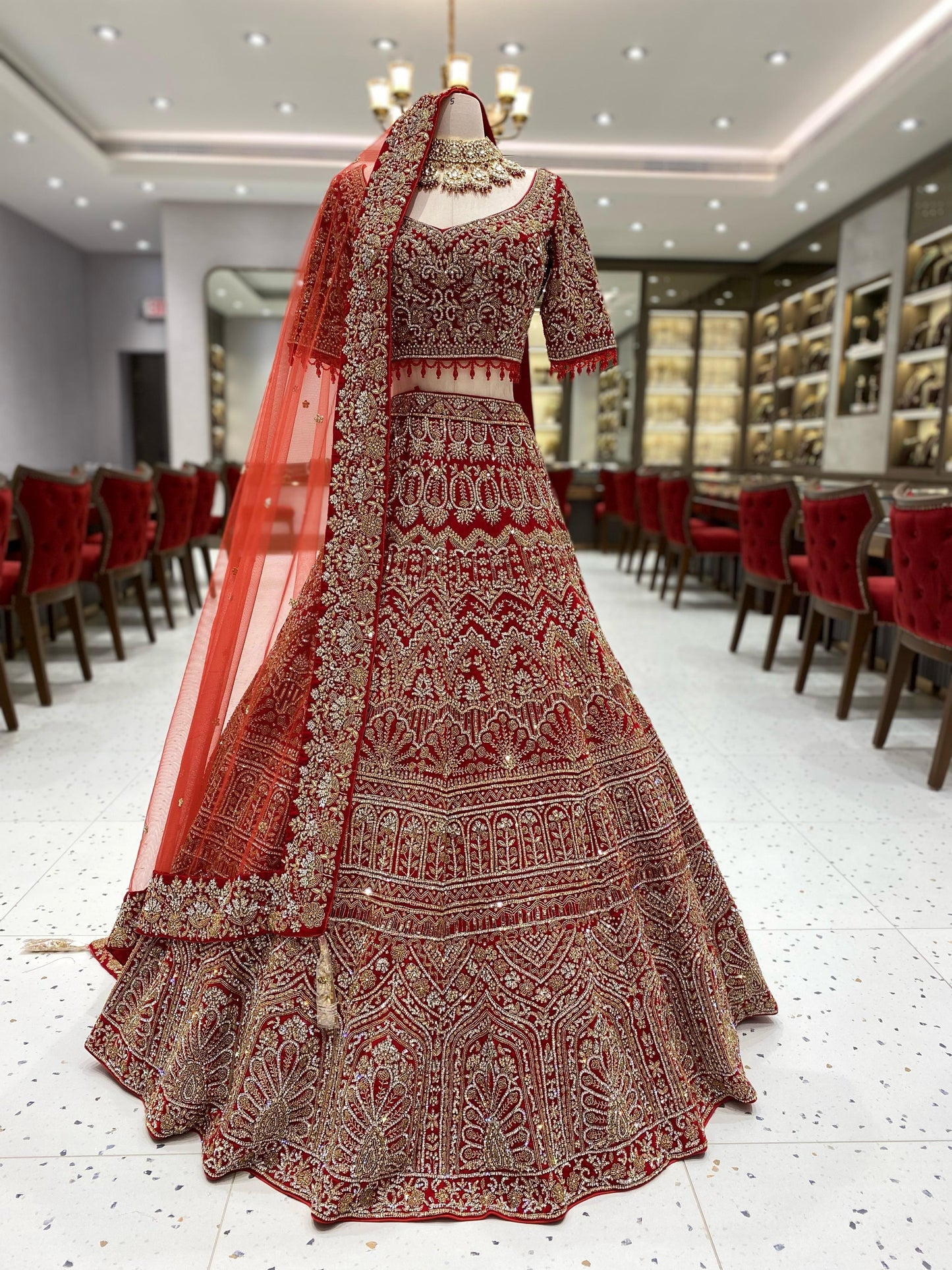 Bright Red Bridal Lehenga BL-124 Nazranaa Bright Red Bridal Lehenga BL-124 Nazranaa