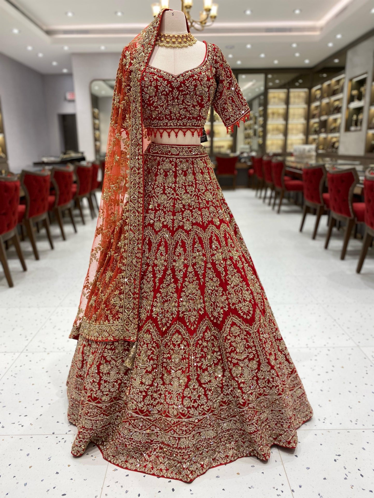 Bright Red Bridal Lehenga BL-127