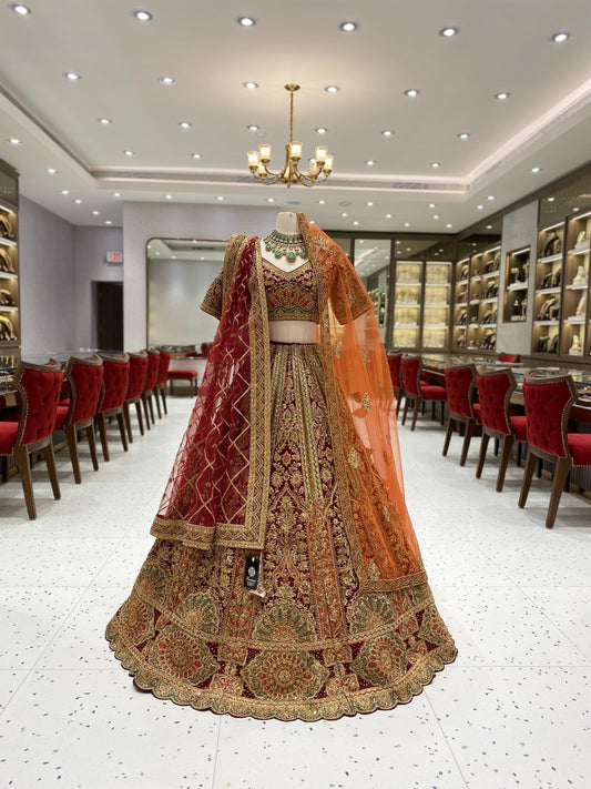 Maroon Multi Color Bridal Lehenga BL-128