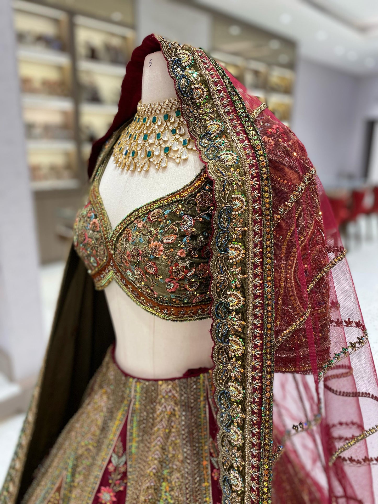 Burgundy Multi Color Bridal Lehenga BL-129