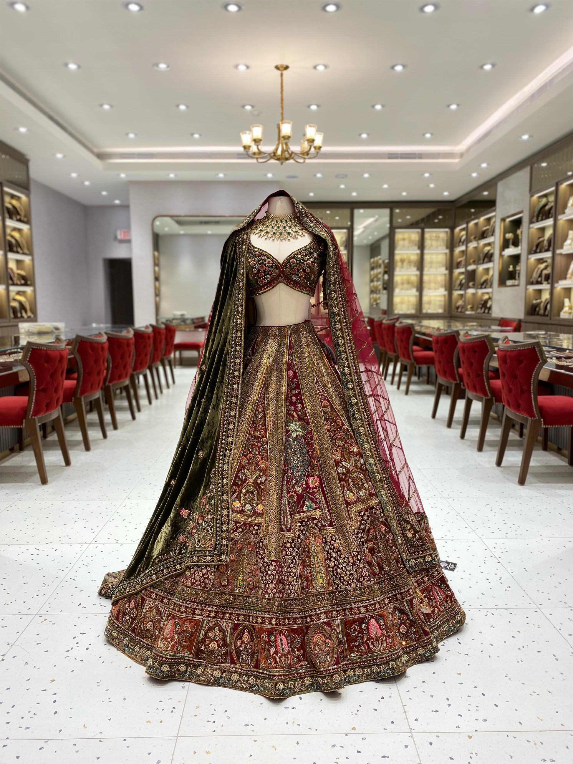 Burgundy Multi Color Bridal Lehenga BL-129 – Nazranaa