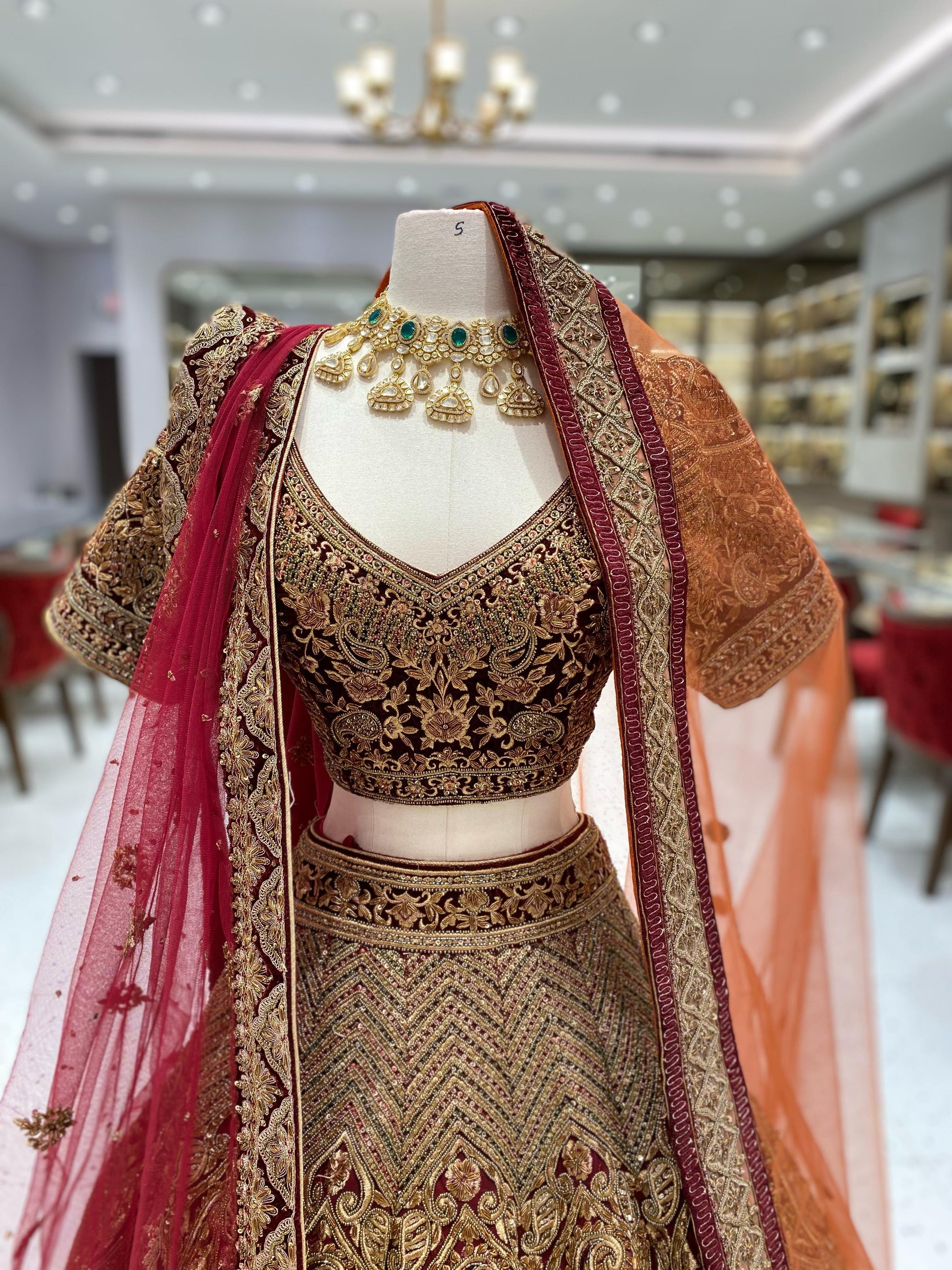 Burgundy Gold Bridal Lehenga BL-130 Nazranaa Burgundy Gold Bridal Lehenga BL-130 Nazranaa
