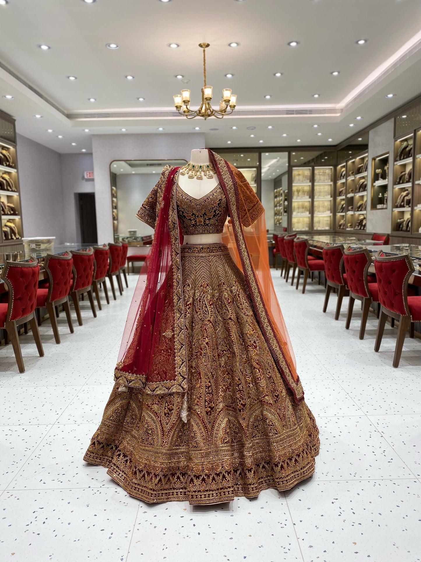 Burgundy Gold Bridal Lehenga BL-130 Nazranaa Burgundy Gold Bridal Lehenga BL-130 Nazranaa