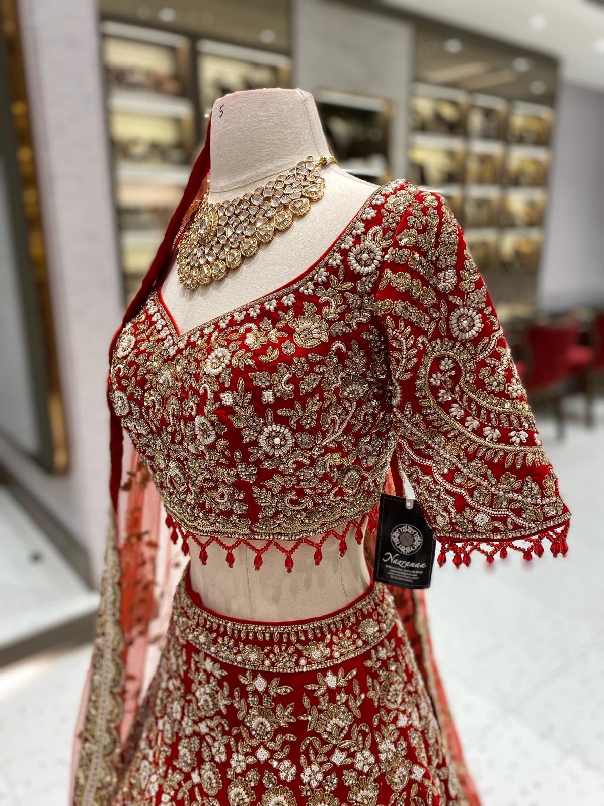 Permanent Bright Red Bridal Lehenga BL-133