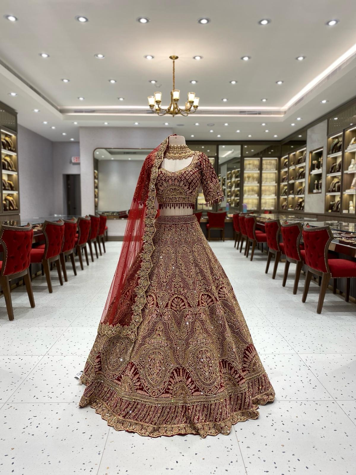 Maroon Gold Bridal Lehenga BL-139