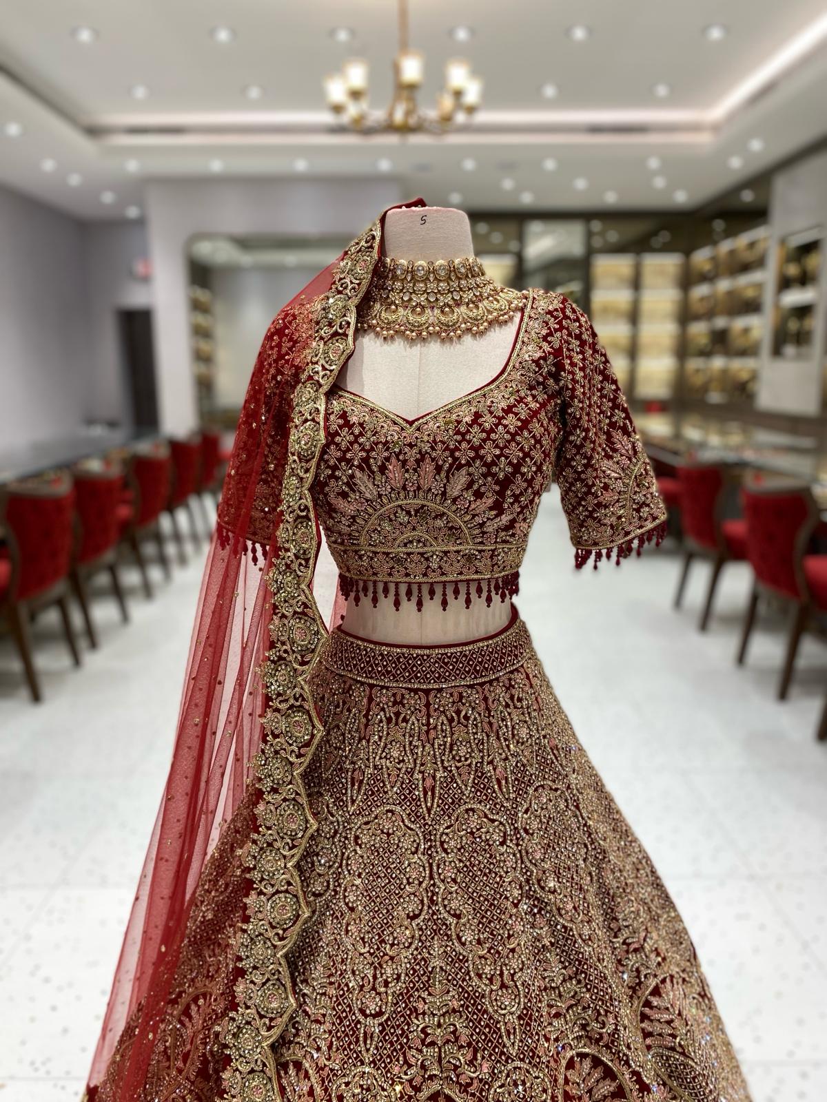 Maroon Gold Bridal Lehenga BL-139