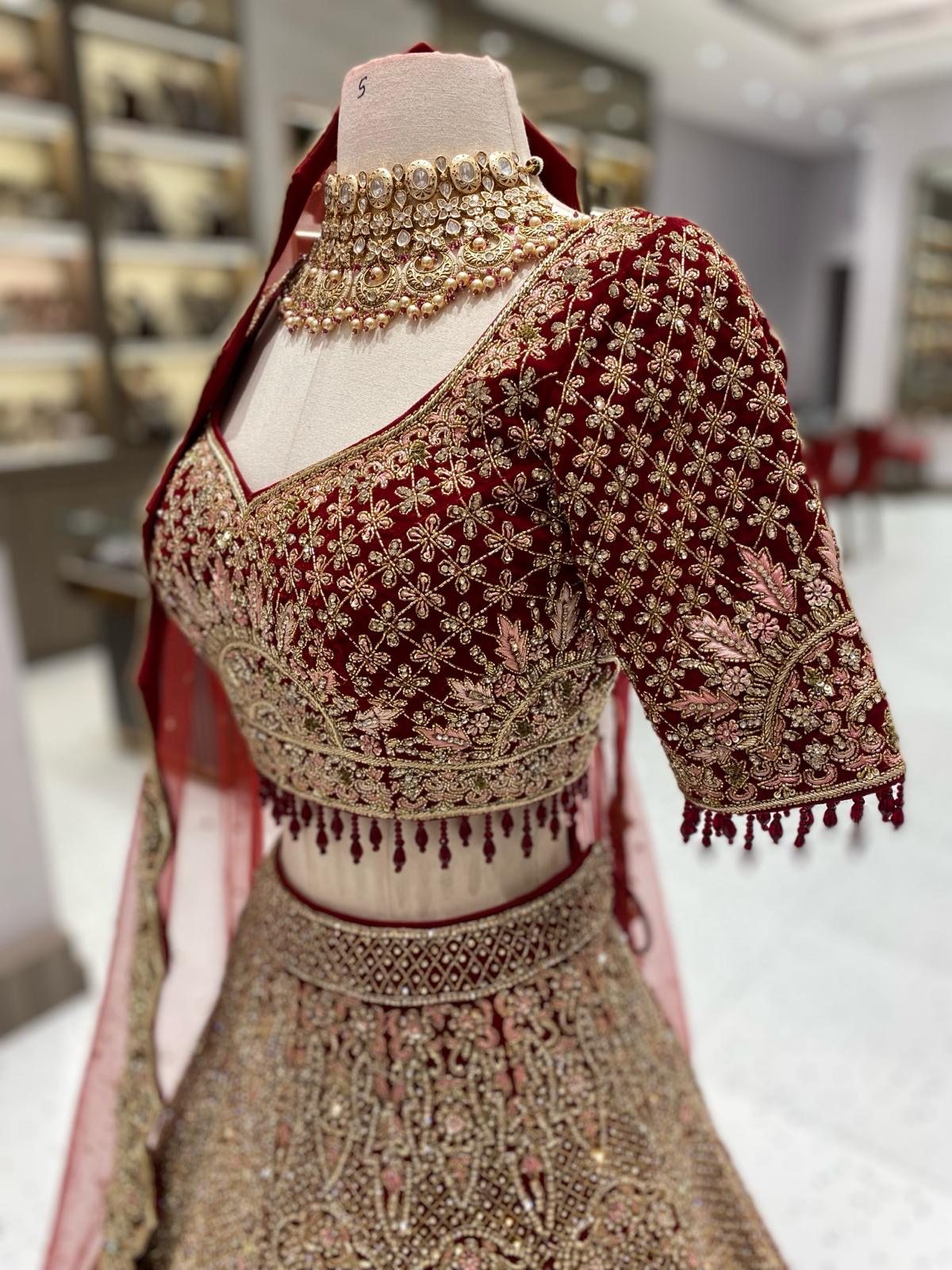 Maroon Gold Bridal Lehenga BL-139