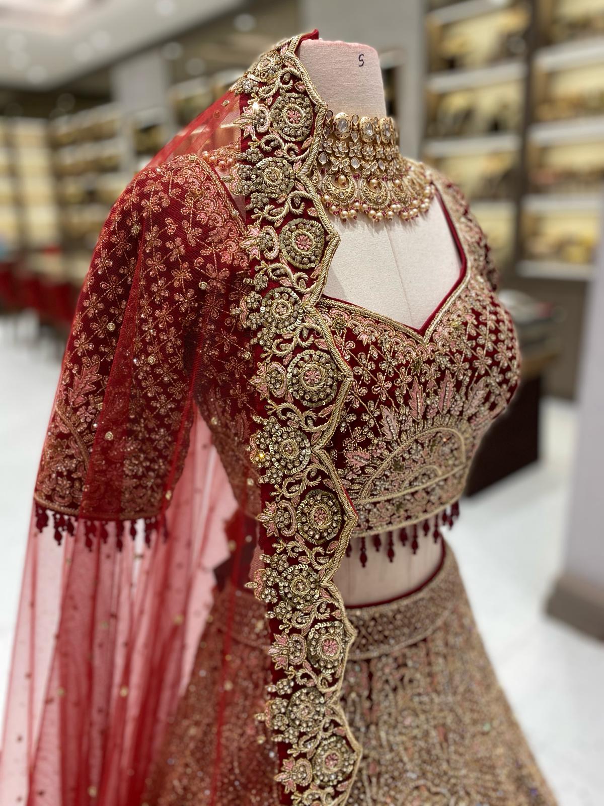 Maroon Gold Bridal Lehenga BL-139