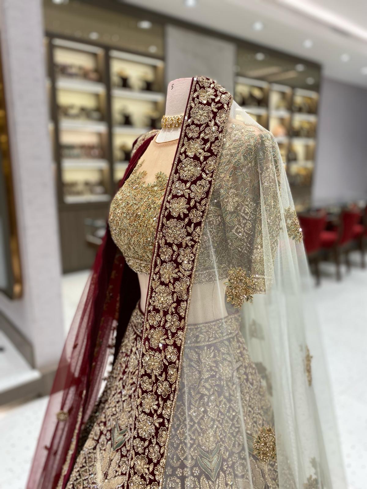 Burgundy With Gold Bridal Lehenga BL-144