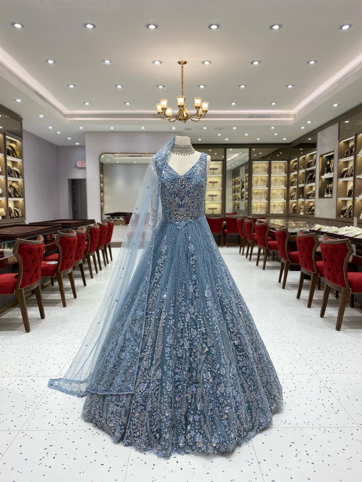 Grey Blue Bridal Gown NG-013