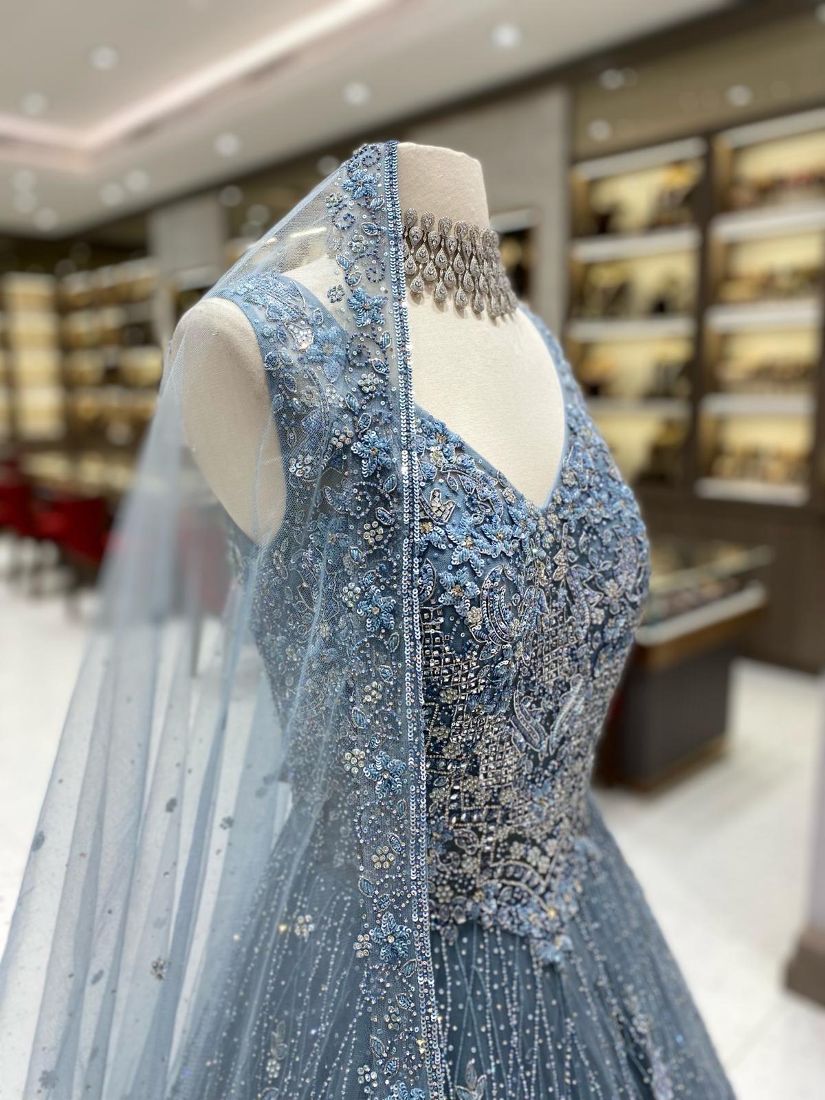 Grey Blue Bridal Gown NG-013