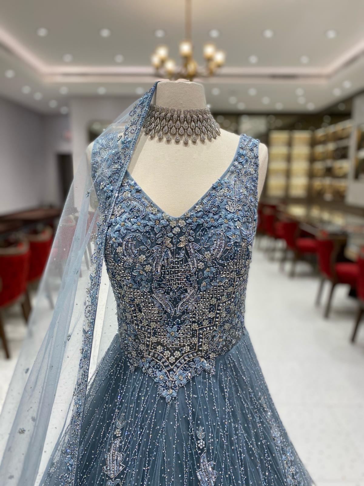 Grey Blue Bridal Gown NG-013