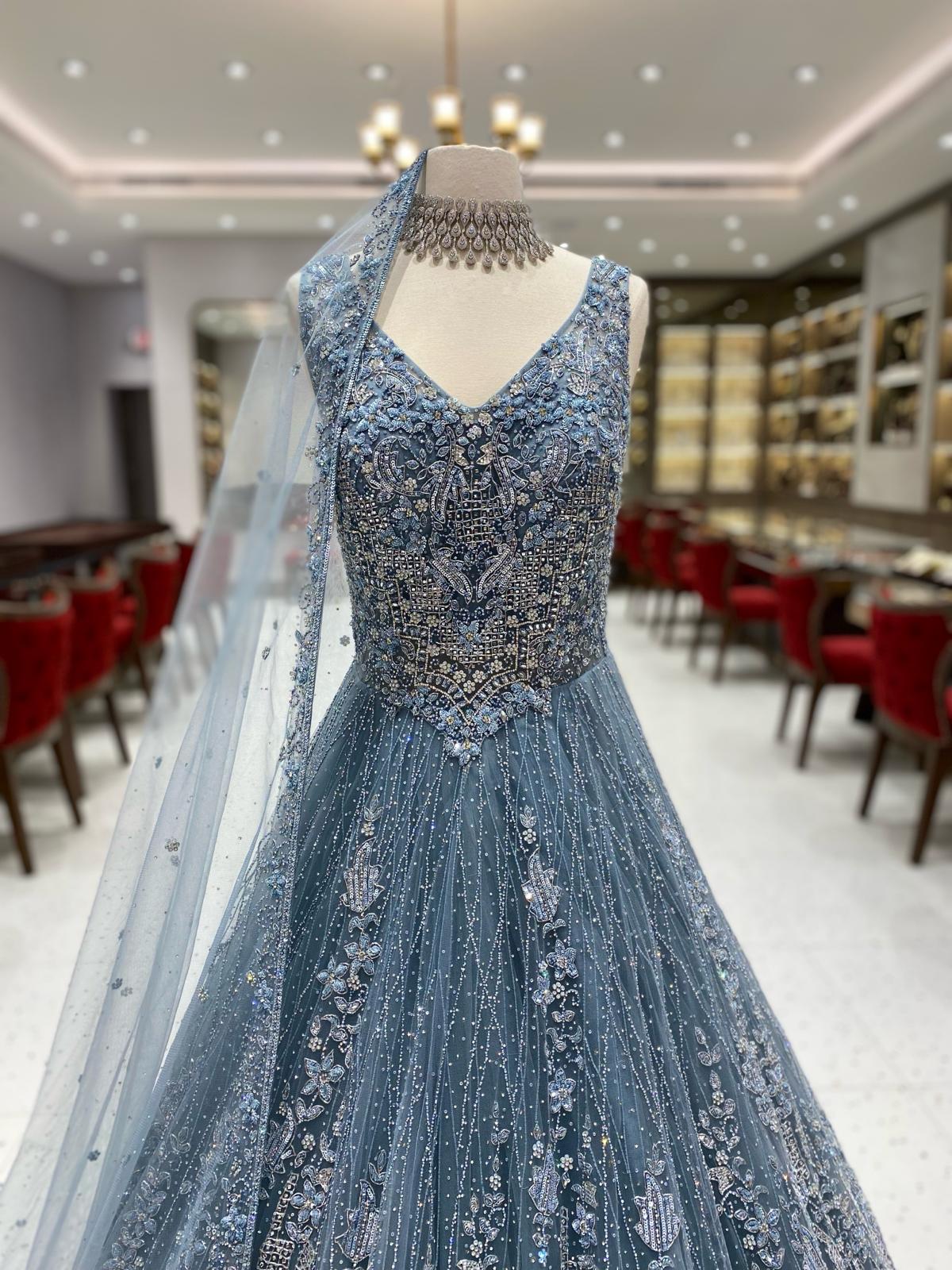 Grey Blue Bridal Gown NG-013