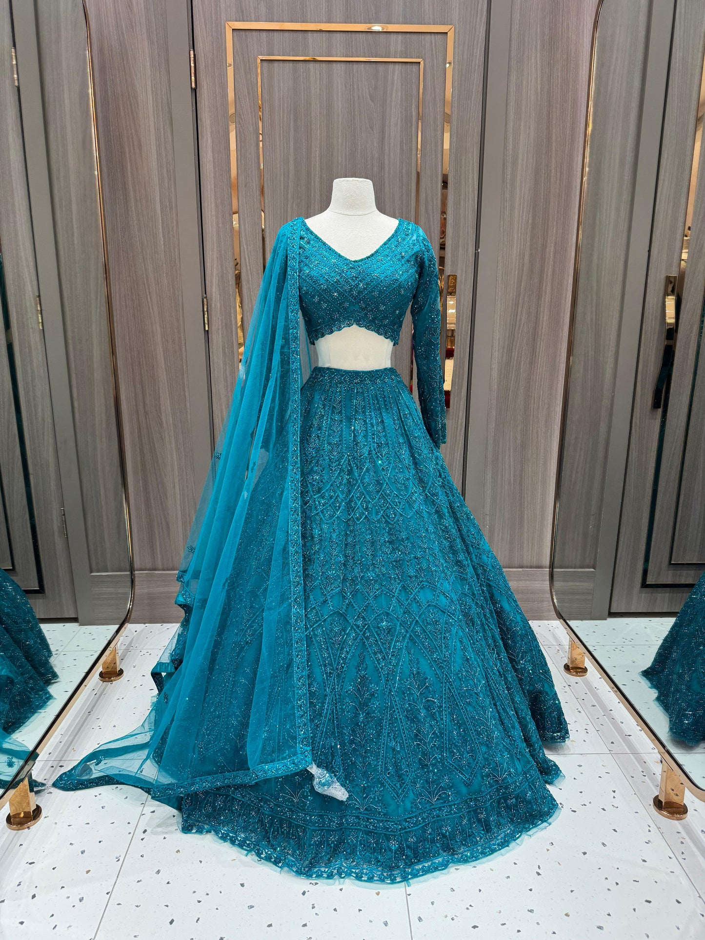 Teal Bridal Lehenga BL-099