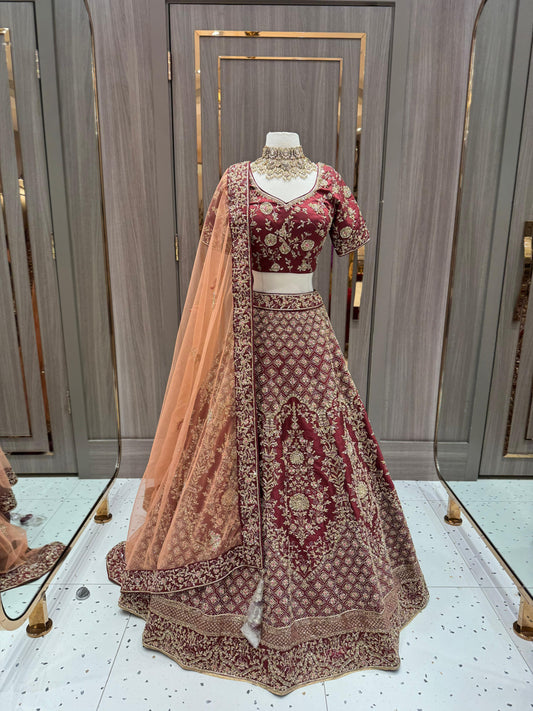 Maroon Bridal Lehenga BL-055