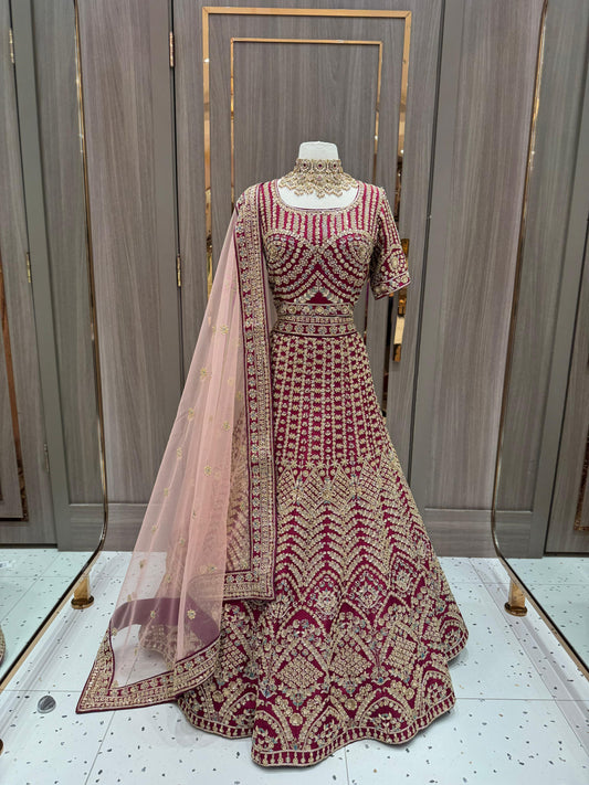 Maroon Bridal Lehenga BL-054