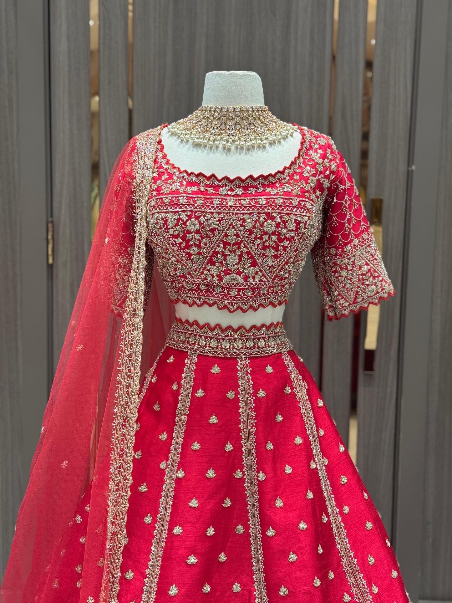 Cherry Red Bridal Lehenga BL- 312