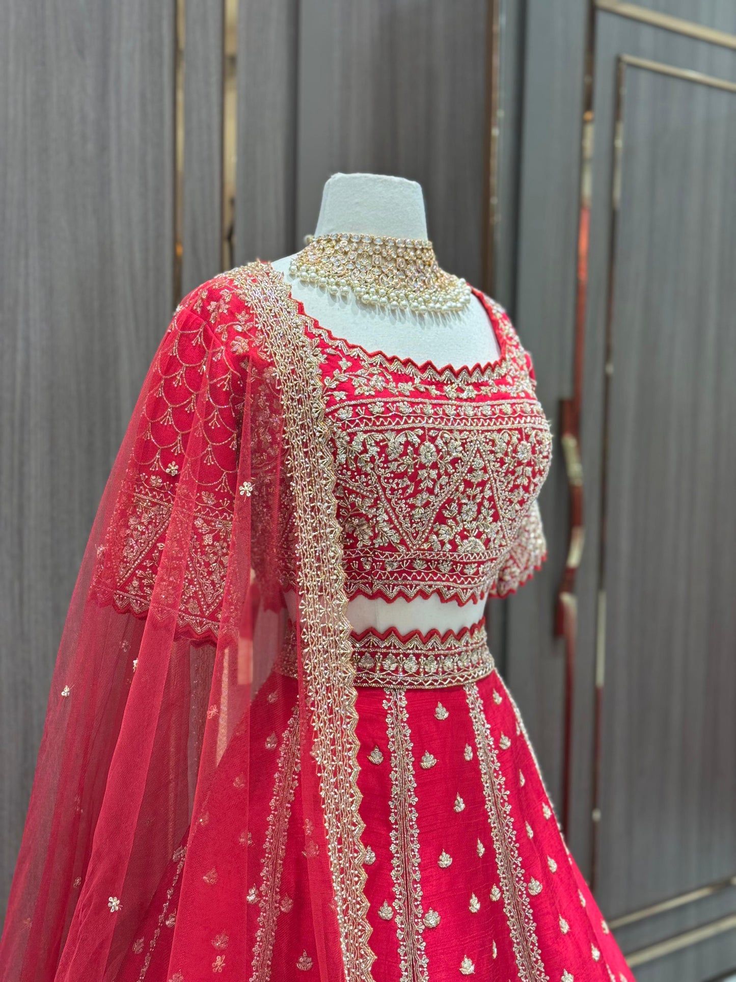 Cherry Red Bridal Lehenga BL- 312