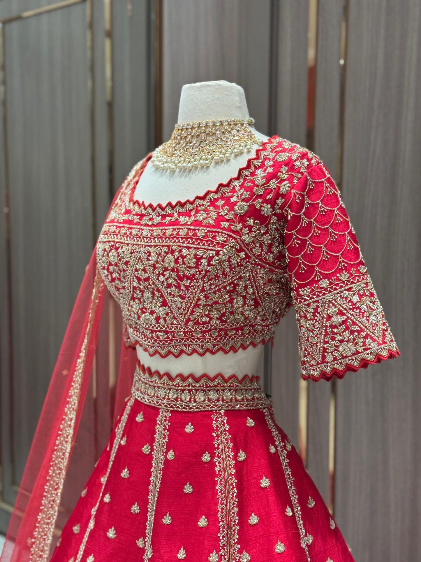 Cherry Red Bridal Lehenga BL- 312