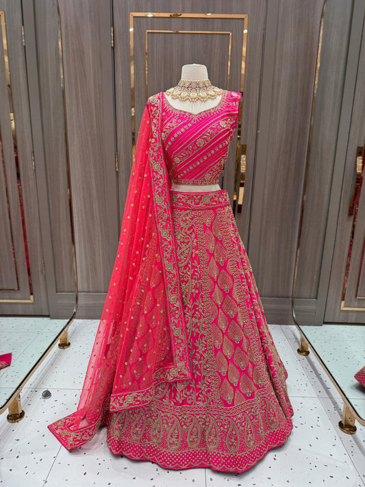 Neon Pink Bridal Lehenga BL-159