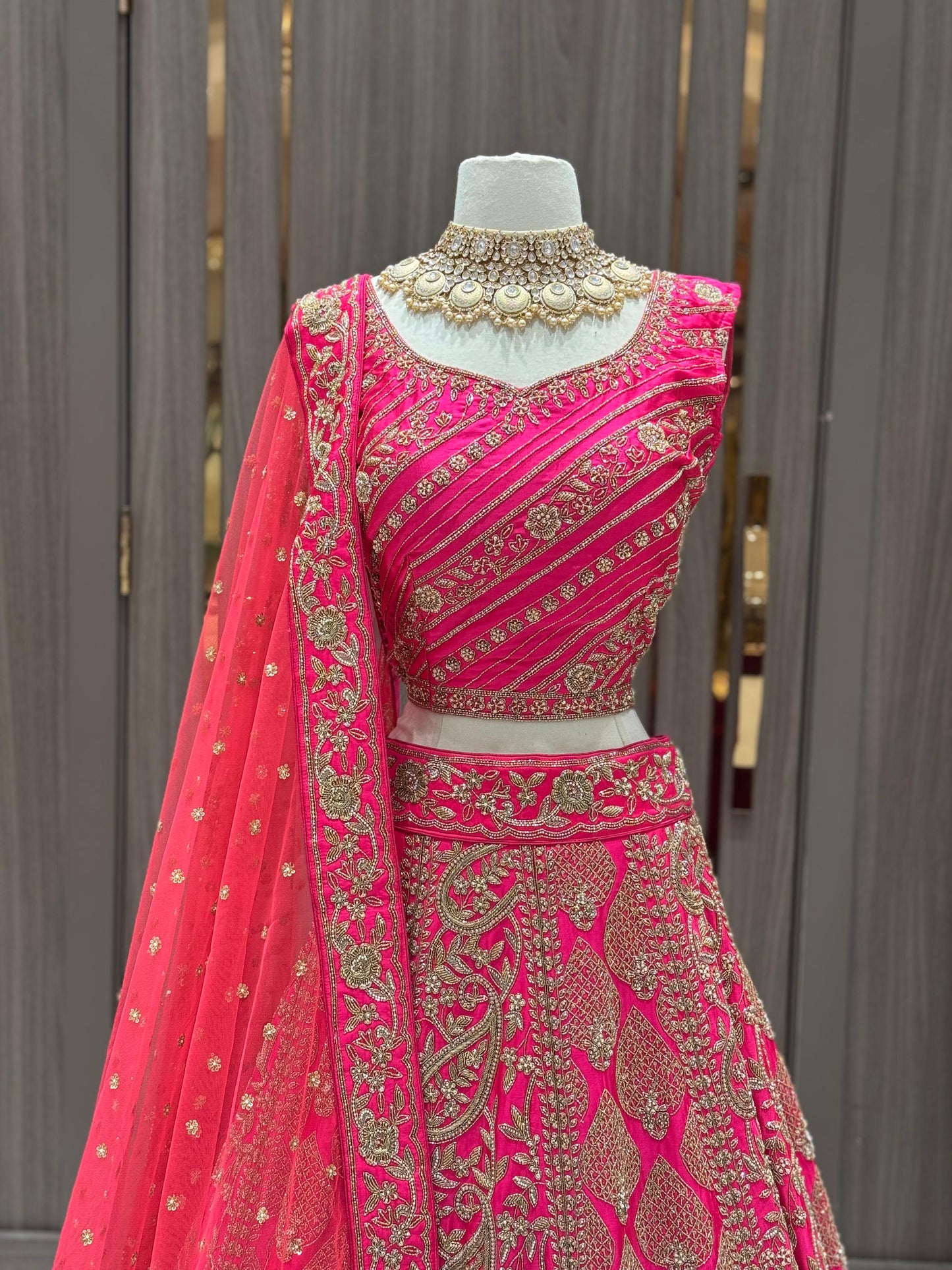 Neon Pink Bridal Lehenga BL-159