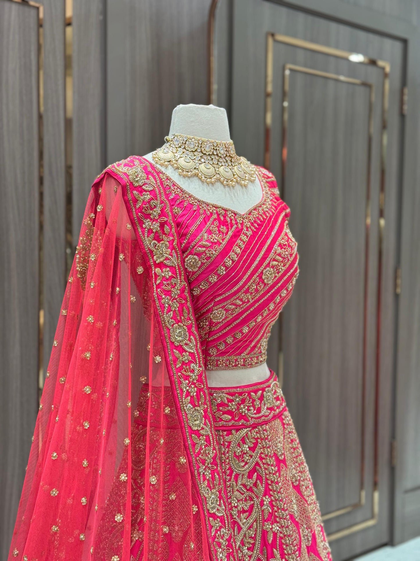 Neon Pink Bridal Lehenga BL-159